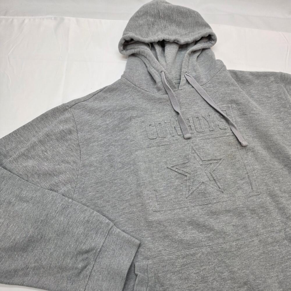 Dallas Cowboys Hoodie Mens Medium Gray Embossed Tonal Logo Pullover NFL Football